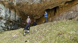 The youngsters stop to explore the first interesting rocks as we descend Cheddar Gorge, 32.7 miles into the ride