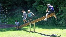 Fun and games at a Barbecue area near Boningen where we stopped for lunch in the shade