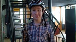 Will finishes his hostel tour with Ash at Solothurn Youth Hostel, with the glass staircase visible behind