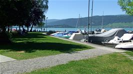 A tranquil spot at Täuffelen harbour, 24.1 miles into the ride