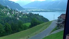 View back to Montreaux from our train as we climb into the mountains