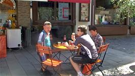 Refreshments at the Early Beck Patisserie on Gstaad Promenade, 9.5 miles into the ride