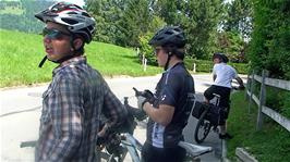 A pause in the shade on Grubenstrasse, Gstaad, as we continue along Route 9