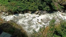 The raging River Aare as seen from the path around Guttannen Tunnel