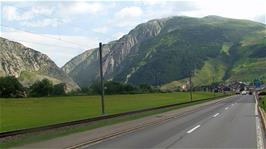 View to Andermatt and the Schöllenen Gorge that we will soon be descending, 1.1 miles into the ride