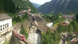 Göschenen, 4.9 miles into the ride, where the 35-mile Gotthard Rail Tunnel, being built on the right, is due to open in 2016