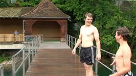 Ash prepares for his next dive and flip at the Zurich Public Swimming facility