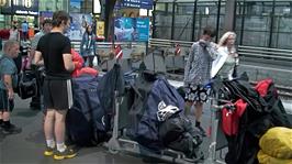 We have just finished dismantling our bikes and packing them into our bike bags at Zurich station after a wet ride of 2.5 miles from Zurich hostel