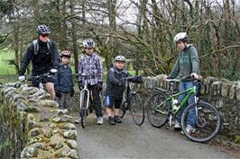 Ash, George, Will, John and Callum at Cullaford Bridge, Lower Combe