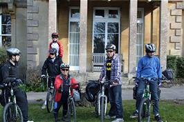 Callum, George, Ash, John, Will and Lawrence outside Bath youth hostel