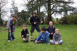 Will, George, Ash, Lawrence, John and Alastair in the gardens of the Hill House Nursery, Landscove