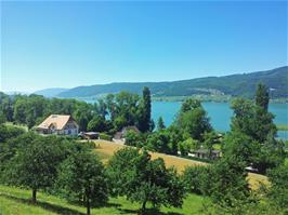 Great views across Lake Bieler from Route 5 at Seestrasse, Lattrigen, 21.5 miles into the ride