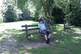 Laurence at our perfect lunch overlooking Lake Neuchâtel near Yvonand