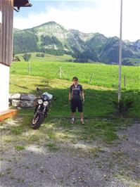 Ash likes this motorbike parked outside Château d'Oex Youth Hostel