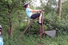 Lawrence on the Penny Farthing at the Sculpture Park on the banks of the River Reuss, right beside Route 9 and 1.6 miles from the hostel