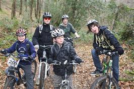 Alastair, Ash, George, Callum and Lawrence on the Lower Hembury Track