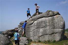 Climbing the rocks at Bonehill