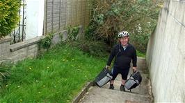 John is uncertain whether this "short-cut" up Millendreath Steps was worth it!