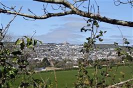 View to the china clay spoil heap beyond St Austell, from Tregorrick Road, Duporth