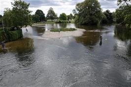 Fordingbridge Park, our chosen lunch spot, as seen from Bridge Street, Fordingbridge, 10.4 miles into the ride