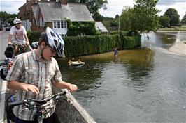 The group on Bridge Street, Fordingbridge, 10.4 miles into the ride