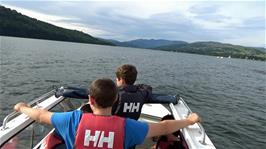 Heading out on Lake Windermere in our boat hired from Windermere Boat Hire