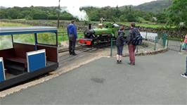 A steam train has arrived at Dalegarth Station so the engine is rotated on the turntable ready for the next journey