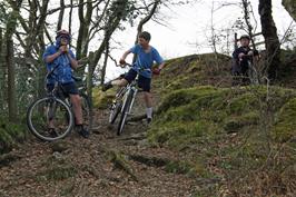 Dillan and George prepare for the steep downhill track to Spitchwick