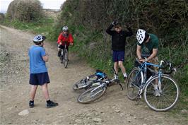 Lawrence raids Michael's chocolate box on the Beaston track