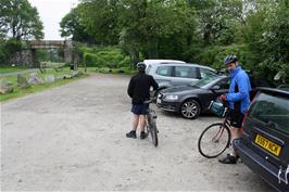 Dillan and Tao, ready to join the cycle path at Bodmin