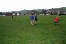 The group enjoying Frisbee in a rather muddy Totnes Park