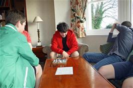George and Lawrence playing chess before the Christmas Lunch at the Ilsington Country Hotel