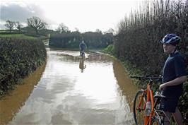 Gavin returns from his test ride through the flood near Landscove