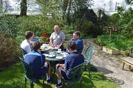 Lunch in the gardens of Hill House Nursery, Landscove