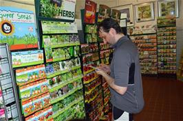 Tao checks out the seed display at Fermoys Garden Centre, Ipplepen
