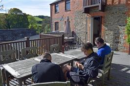 Waiting for refreshments at the Avon Mill café, Loddiswell