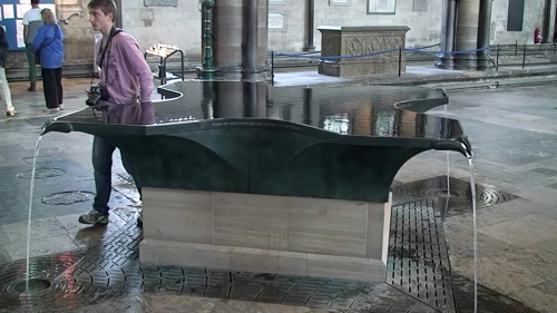 The unique William Pye Water Sculpture that is the font in Salisbury Cathedral