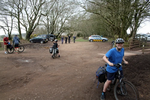 The group at Triscombe Park Gate.