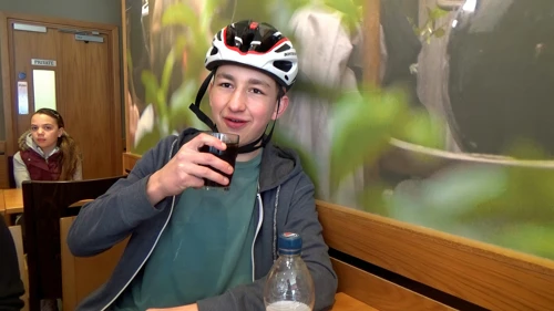 Will prefers a chilled Pepsi at Costa, Minehead.