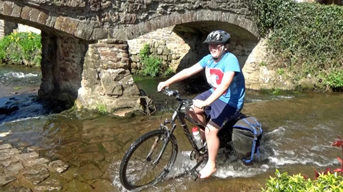 Dillan successfully negotiates the ford at Allerford.
