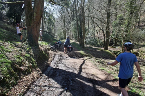 Rope swing fun on the bridleway down Selworthy Combe.