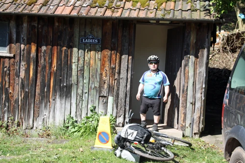 With the Gents closed, John resorted to the Ladies at Selworthy.