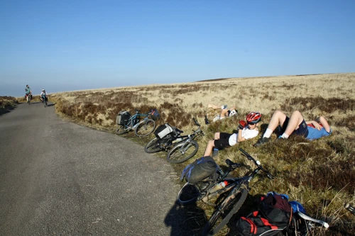 A welcome rest at Lang Combe Head, Somerset's highest road at 478m.