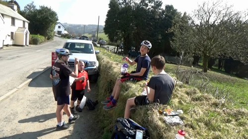 Sunny lunch opposite Challacombe Village Stores and Post Office