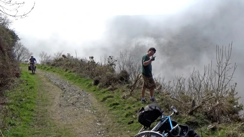 Unusual coastal mist envelops the coast path at Heddon's Mouth Cleve, 19.5 miles in
