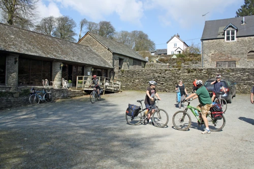 Leaving Boevey's Tea Rooms, Simonsbath