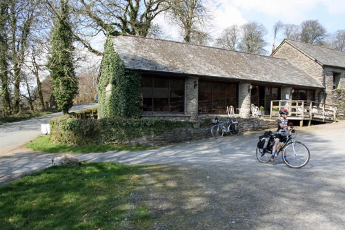 Leaving Boevey's Tea Rooms, Simonsbath
