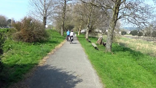 Approaching Barnstaple railway station on the cycle path
