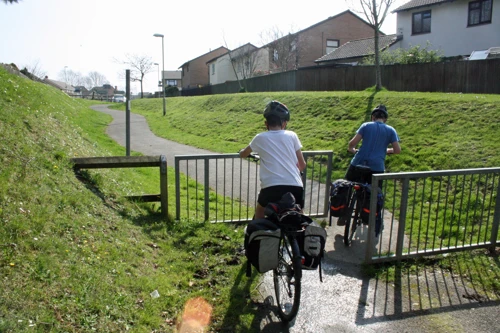 George and Dillan join the Sustrans cycle route through Barnstaple