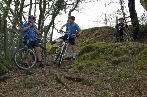 Dillan and George ready for the steep drop to Spitchwick